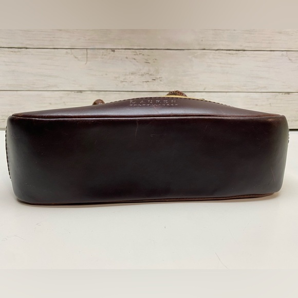 Lauren by Ralph Lauren Tan Canvas Hand Bag Purse Braided Leather Straps & Bottom - Picture 13 of 16